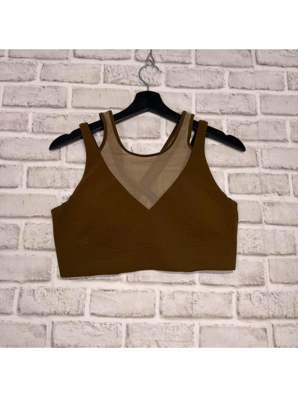 Lululemon Lab Mesh High-Neck Bra Brown Women's 10